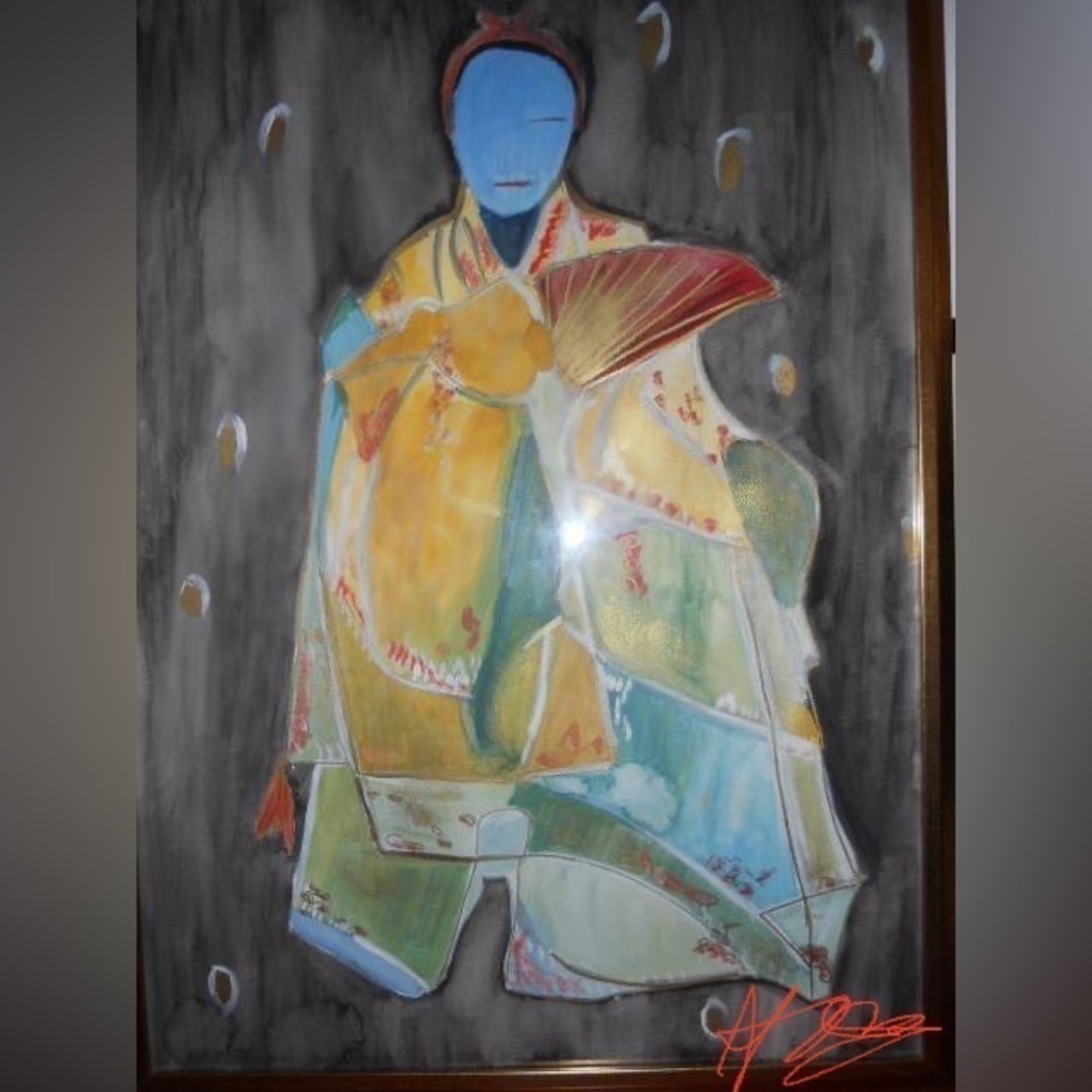 Watercolor Japanese abstract painting as a digital print by me my parents own it